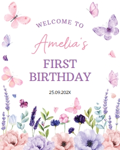 butterfly birthday welcome sign B021: 1867065786