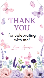 butterfly birthday thank you tag B021: 1867065786