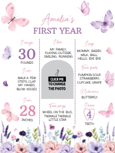butterfly birthday milestone poster 18x24 B021: 1788791882