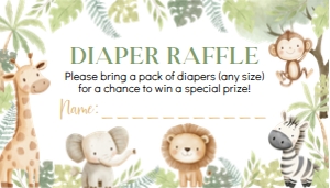 wild one animals diaper raffle A010: 8845