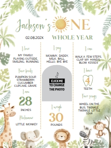 wild one animals milestone poster 18x24 A010: 8936