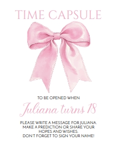 pink bow 1st birthday time capsule P017: 1807703238