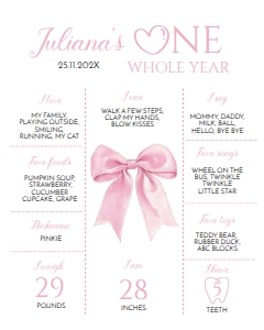 pink bow 1st birthday milestone 16x20 P017: 1822478081