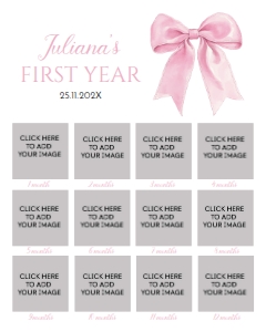 pink bow 1st birthday photo collage 16x20 P017: 4562159734