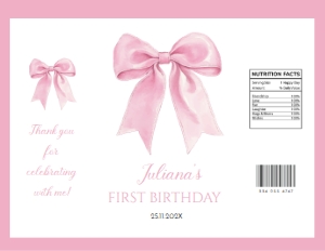 pink bow 1st birthday chip bag P017: 1822474533