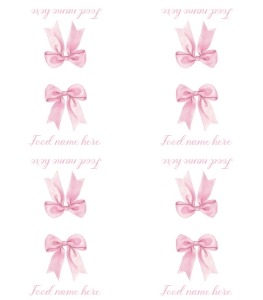 pink bow 1st birthday food tent card P017: 1822478081