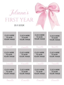 pink bow 1st birthday photo collage 18x24 P017: 4562159734