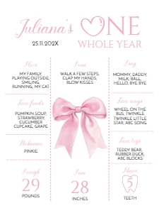 pink bow 1st birthday milestone 18x24 P017: 1822478081