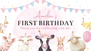 farm animals birthday gable box label F020: 10249