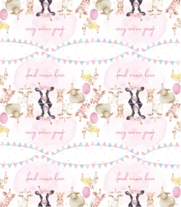 farm animals birthday food tent card F020: 10243