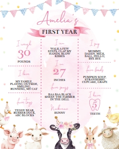 farm animals birthday milestone 16x20 F020: 10261