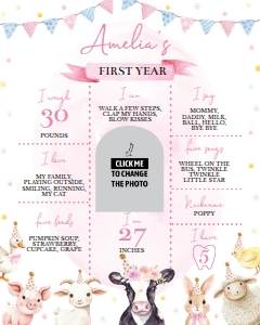 farm animals birthday milestone poster 16x20 F020: 10267