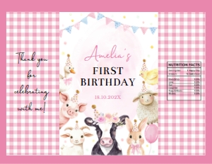 farm animals birthday chip bag F020: 10217