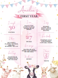 farm animals birthday milestone 18x24 F020: 10261