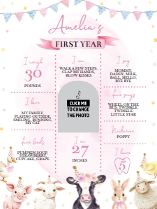 farm animals birthday milestone poster 18x24 F020: 10267