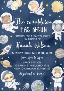 outer space safari baby shower invitation O012: 1830852201