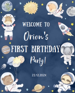 outer space wild one welcome sign O012: 1818304818