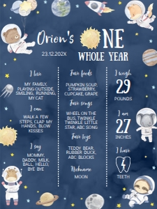 outer space wild one milestone 18x24 O012: 1818304818