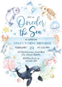ocean birthday invitation O013: 1839320843