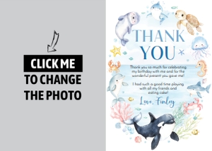 ocean birthday thank you card O013: 1830344258
