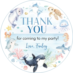 ocean birthday thank you favor O013: 1830347406