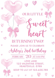 sweetheart 2nd birthday invitation V003: 1848199157