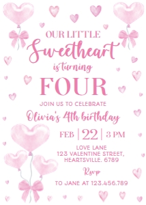 sweetheart 4th birthday invitation V003: 1848202145