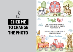 farm birthday thank you card F022: 1850955302