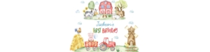 farm birthday water bottle label F022: 1850955302