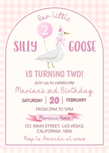 silly goose 2nd birthday invitation G006: 1863764813
