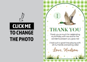 green one lucky duck birthday thank you card L007: 1871285501