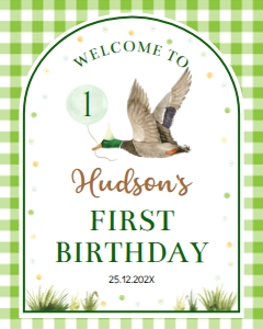 green one lucky duck birthday welcome sign L007: 1871285501