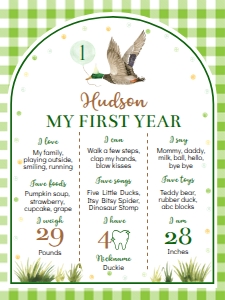 green one lucky duck birthday milestone 18x24 L007: 1871285501