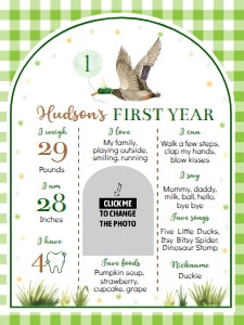 green one lucky duck birthday milestone poster 18x24 L007: 1849579670