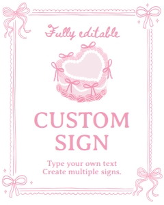 pink bow cake birthday custom sign C014: 1854994276