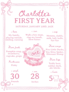 pink bow cake birthday milestone 18x24 C014: 1868242185