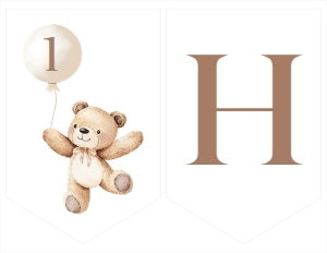 beary first birthday banner B022: 1872664823