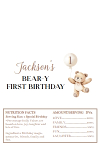 beary first birthday chocolate wrapper Aldi B022: 1872664823
