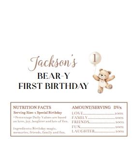 beary first birthday chocolate wrapper Hershey B022: 1872664823