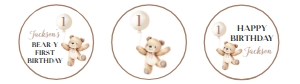 beary first birthday cupcake topper B022: 1872664823