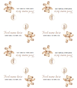 beary first birthday food tent card B022: 1872273299