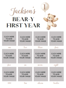 beary first birthday photo collage 18x24 B022: 1872664823