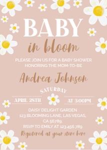 daisy baby shower invitation D017: 1887452019