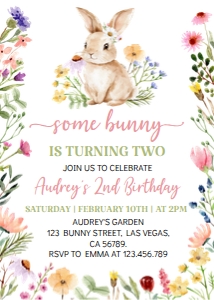bunny 2nd birthday invitation B023: 1867029384