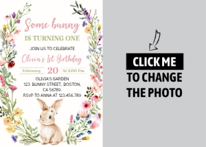 bunny birthday photo invitation B023: 1881216171