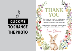 bunny birthday thank you card B023: 1882530531