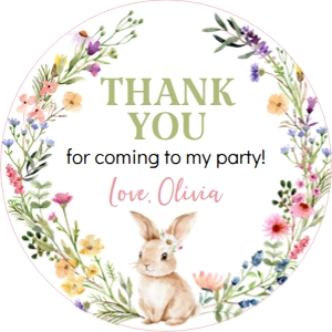 bunny birthday thank you favor B023: 1882536435