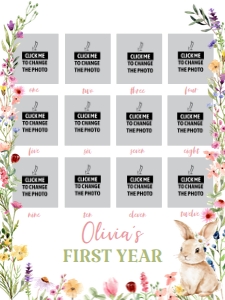 bunny birthday photo collage 18x24 B023: 1868374768