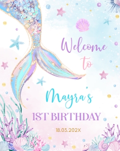 blue mermaid welcome sign M010: 1872286114