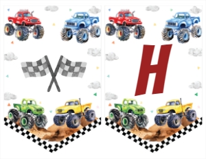 monster truck birthday banner M012: 1876763752